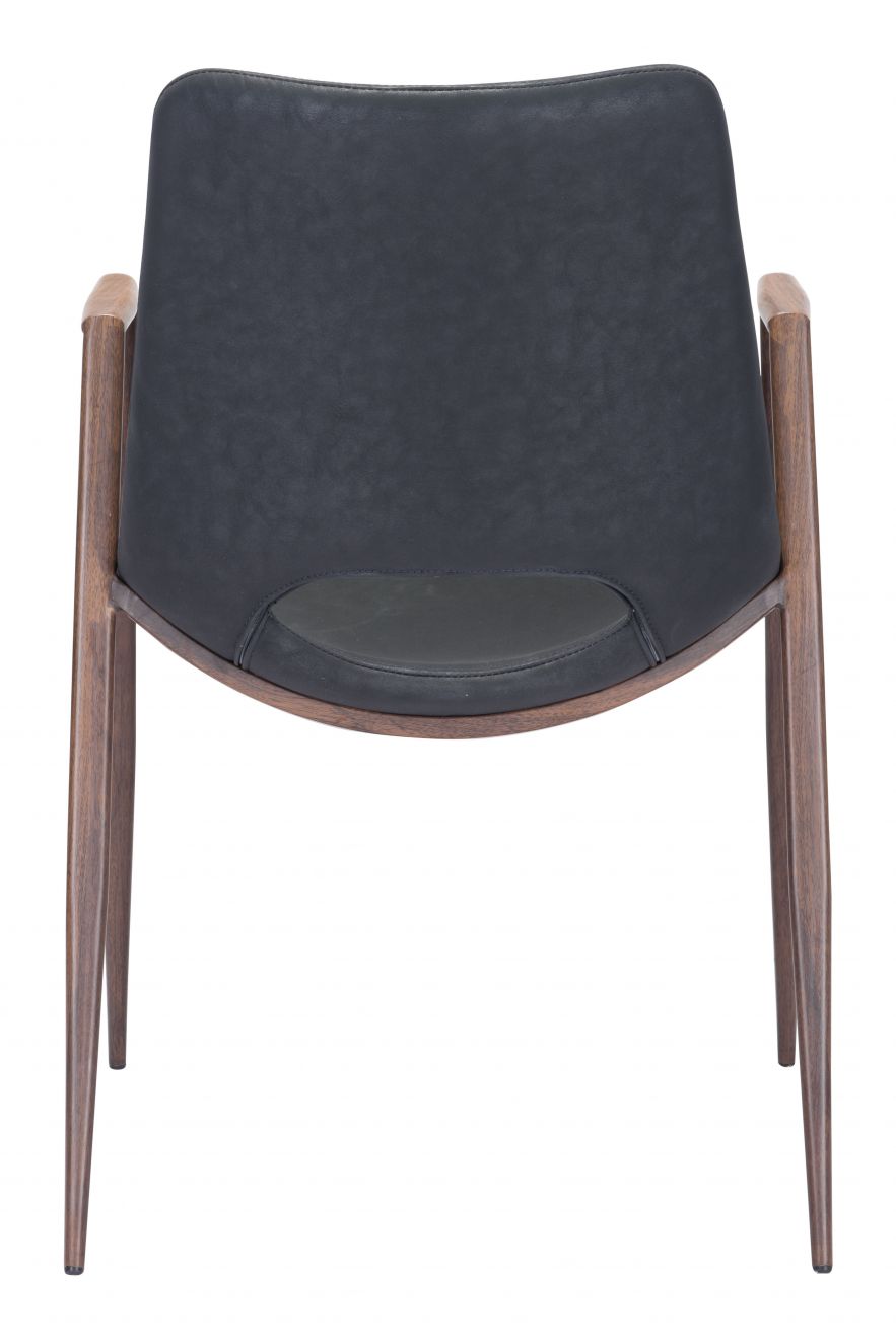 ZuoMod Desi Dining Chair (Set of 2) Black & Walnut 101694