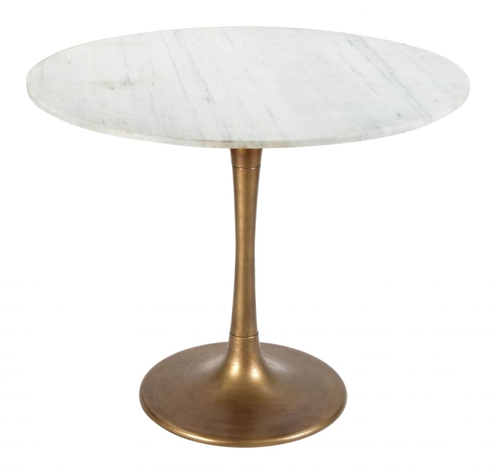 ZuoMod Fullerton Dining Table White & Gold 101842