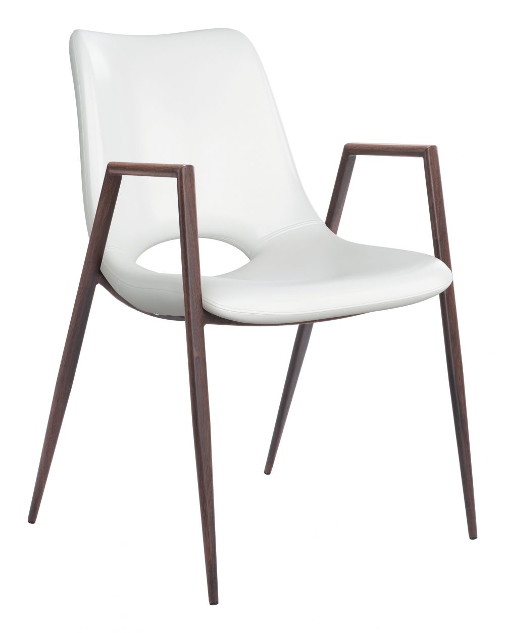 ZuoMod Desi Dining Chair (Set of 2) White & Walnut 109068