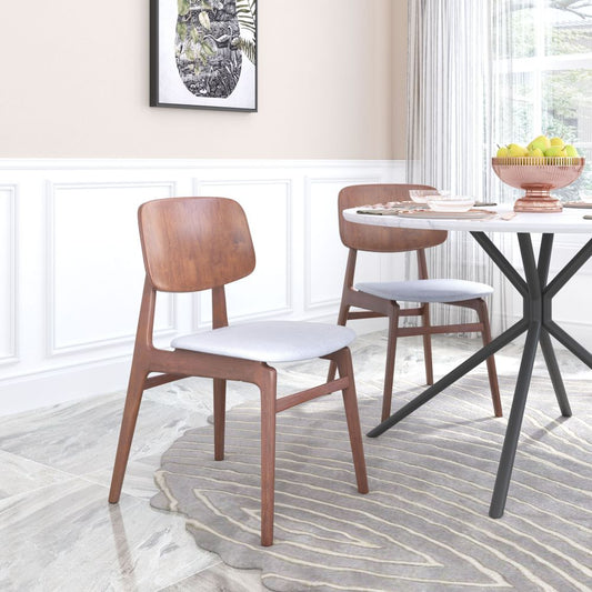 ZuoMod Othello Dining Chair (Set of 2) Light Gray & Walnut / Gray & Black