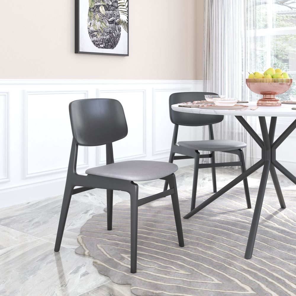 ZuoMod Othello Dining Chair (Set of 2) Light Gray & Walnut / Gray & Black