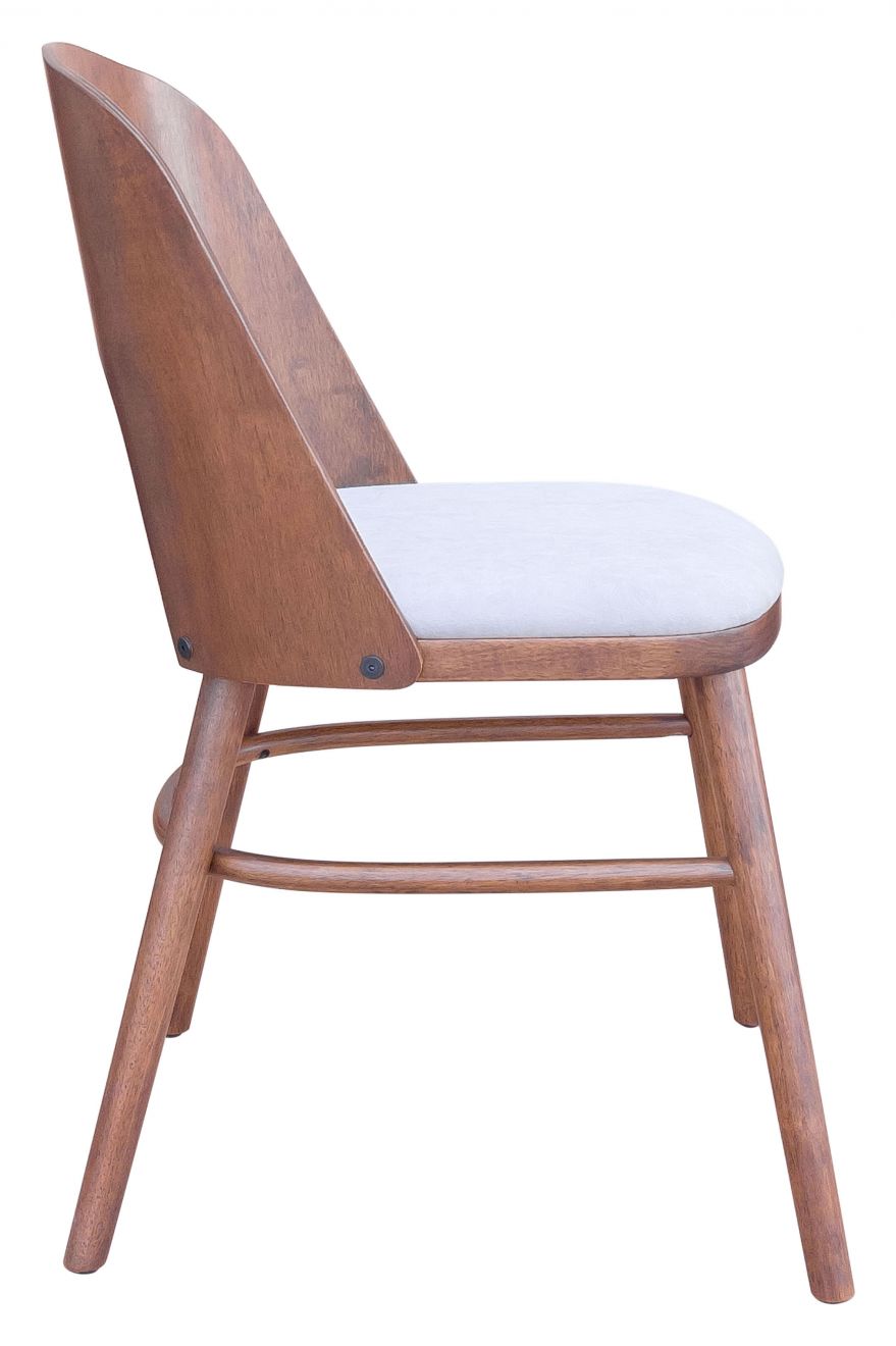 ZuoMod Iago Dining Chair (Set of 2) Light Gray & Walnut 109215