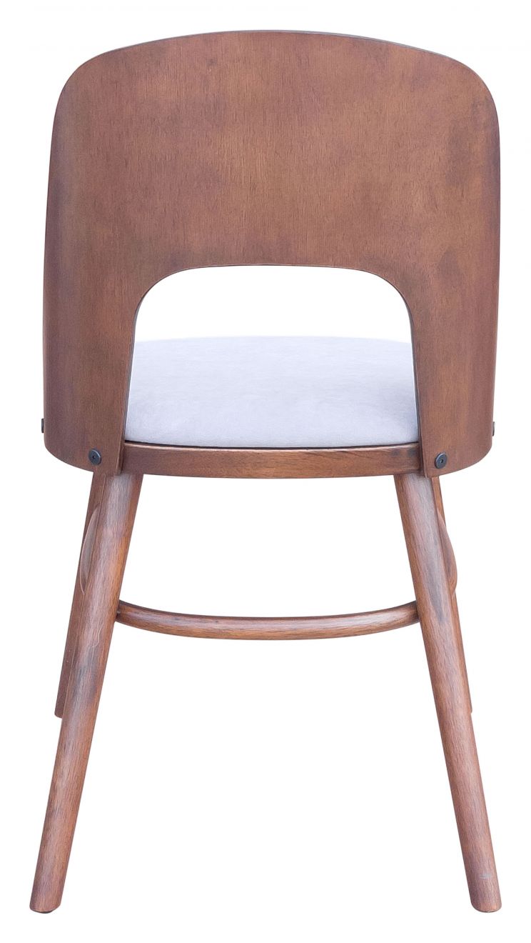 ZuoMod Iago Dining Chair (Set of 2) Light Gray & Walnut 109215