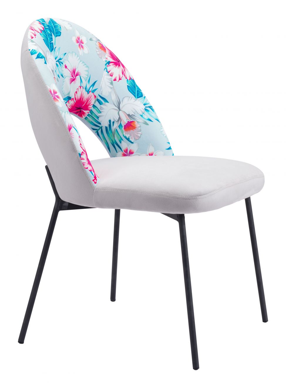 ZuoMod Torrey Dining Chair (Set of 2) Multicolor Print & Gray 109365