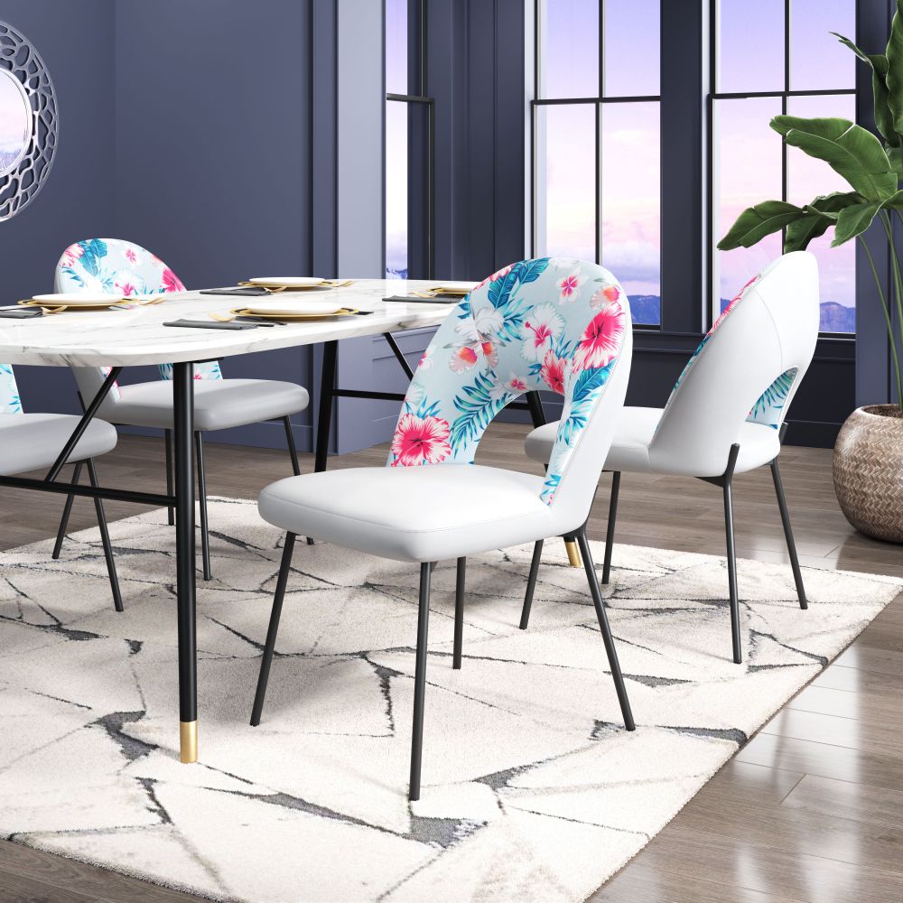 ZuoMod Torrey Dining Chair (Set of 2) Multicolor Print & Gray 109365