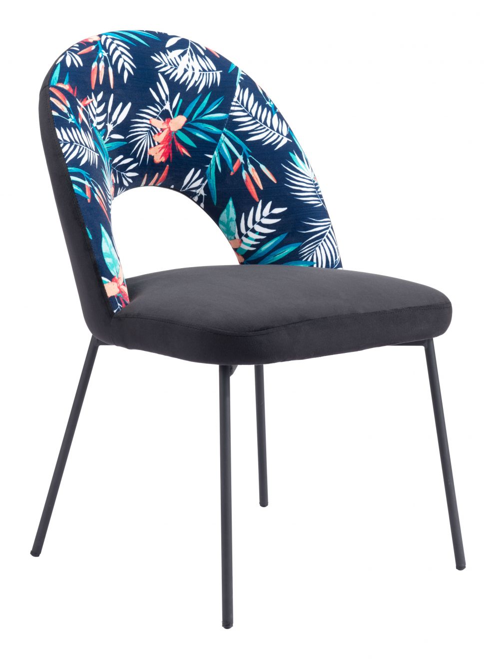 ZuoMod Merion Dining Chair (Set of 2) Multicolor Print & Black 109366