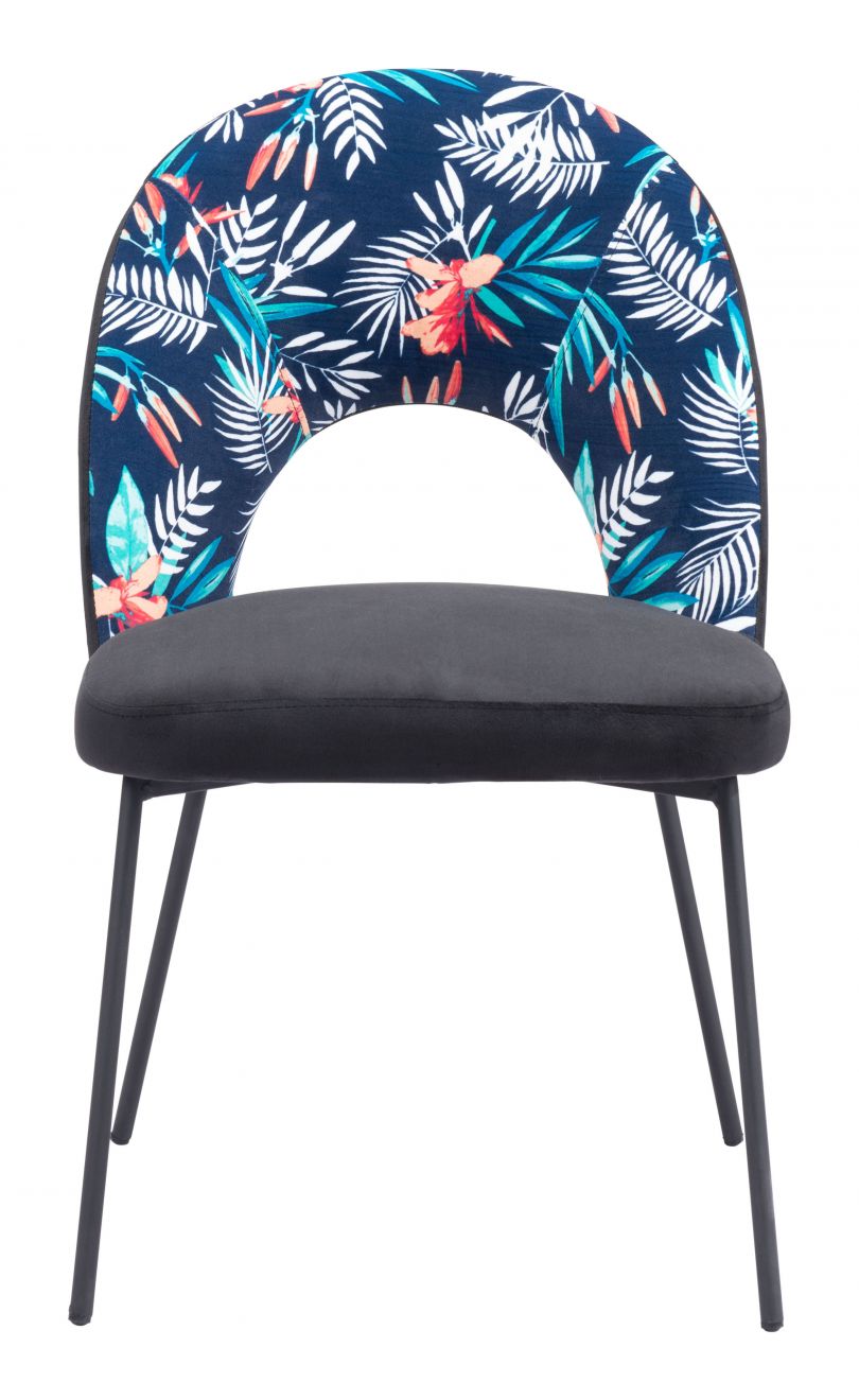 ZuoMod Merion Dining Chair (Set of 2) Multicolor Print & Black 109366