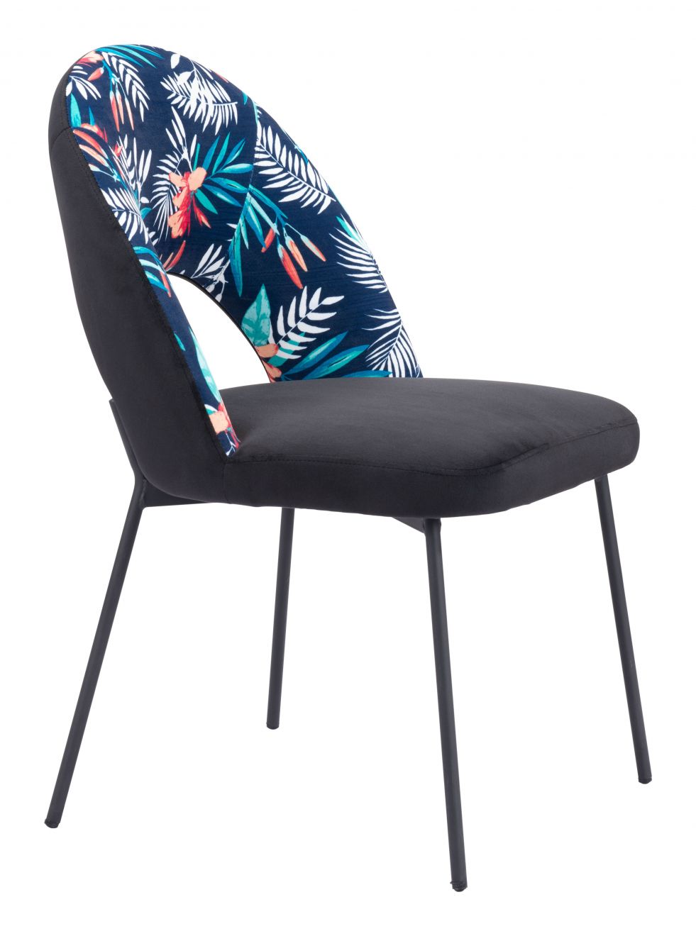 ZuoMod Merion Dining Chair (Set of 2) Multicolor Print & Black 109366