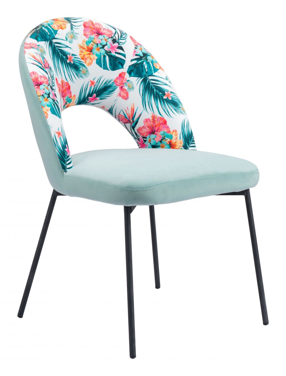 ZuoMod Bethpage Dining Chair (Set of 2) Multicolor Print & Green 109367