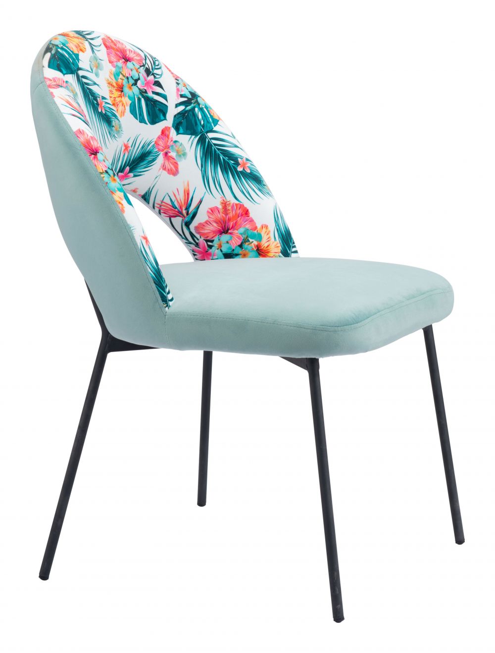 ZuoMod Bethpage Dining Chair (Set of 2) Multicolor Print & Green 109367