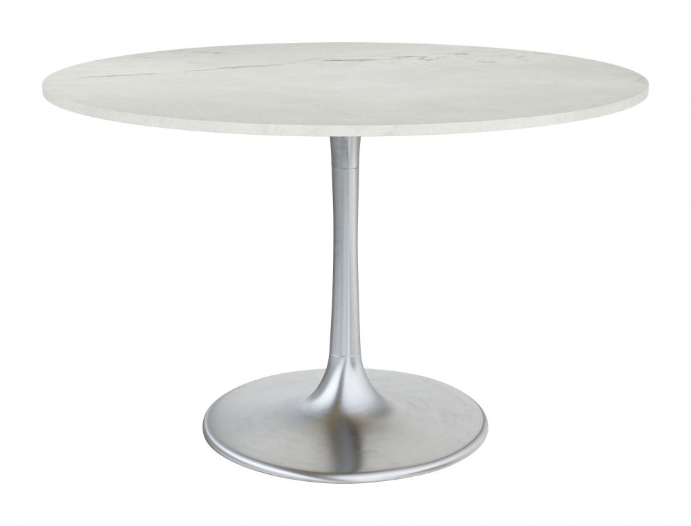 ZuoMod Gotham Dining Table 48" White & Silver 109444