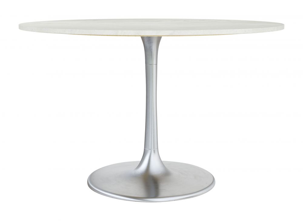 ZuoMod Gotham Dining Table 48" White & Silver 109444