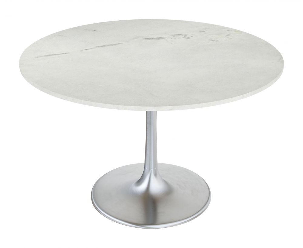 ZuoMod Gotham Dining Table 48" White & Silver 109444