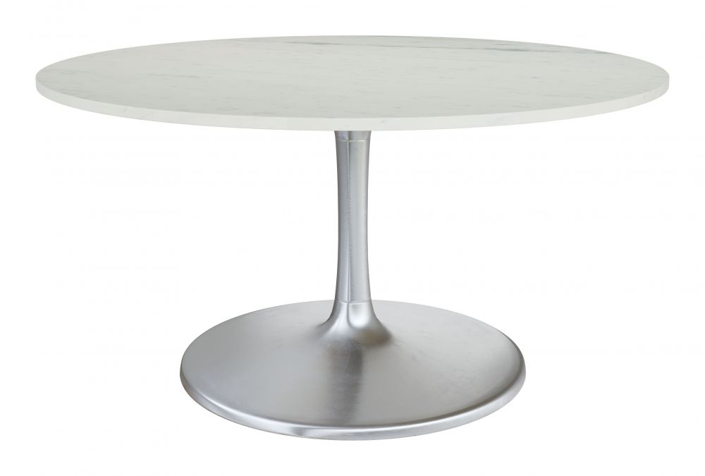 ZuoMod Gotham Dining Table 60" White & Silver 109450