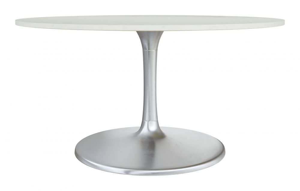 ZuoMod Gotham Dining Table 60" White & Silver 109450