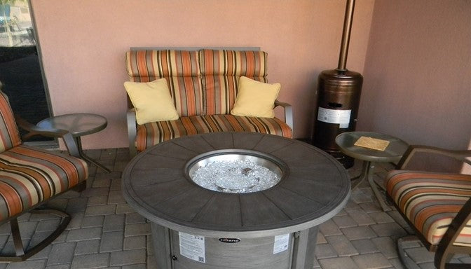 Az Patio Round Aluminum Fire Pit With Faux Wood Finish FS-2017-FPT