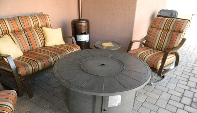 Az Patio Round Aluminum Fire Pit With Faux Wood Finish FS-2017-FPT