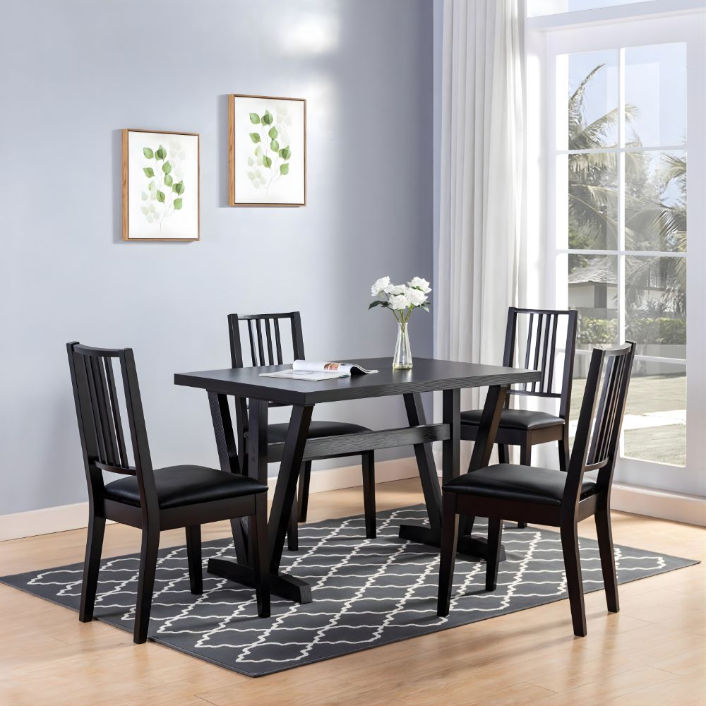 Dining Table Red Cocoa Colored V-Shaped Legs