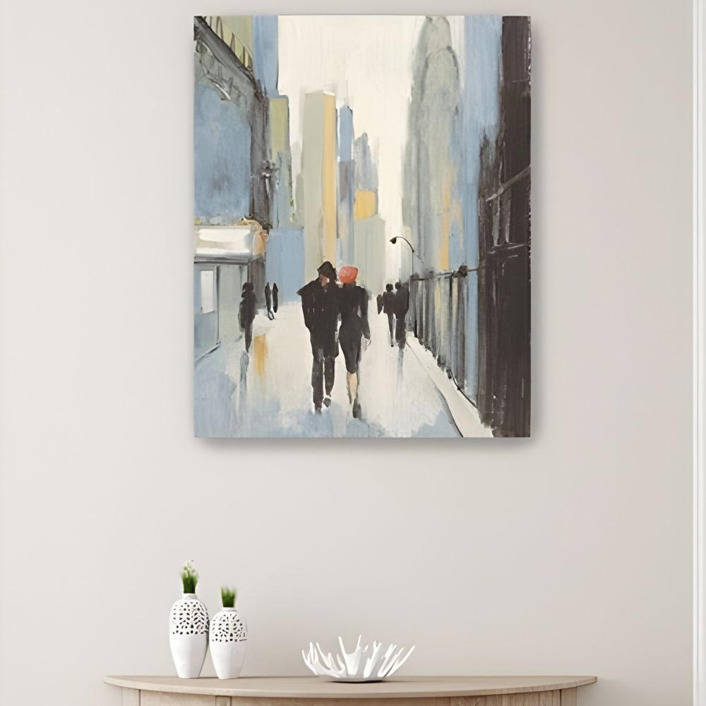 20" x 16" Watercolor Walk in the City Canvas Wall Art