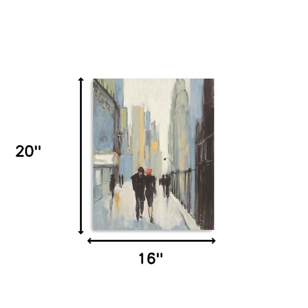 20" x 16" Watercolor Walk in the City Canvas Wall Art