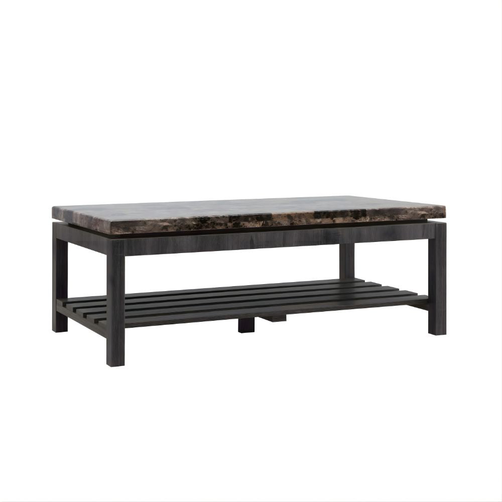 Coffe Table Faux Marble Distressed Grey