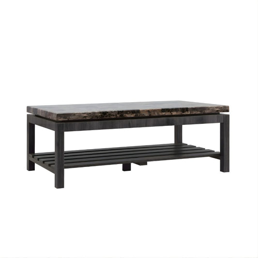 Coffe Table Faux Marble Distressed Grey