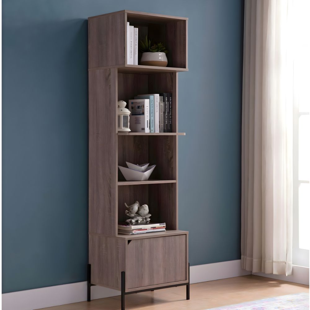 Baker's Cabinet  Four Shelves 71in Dark Taupe