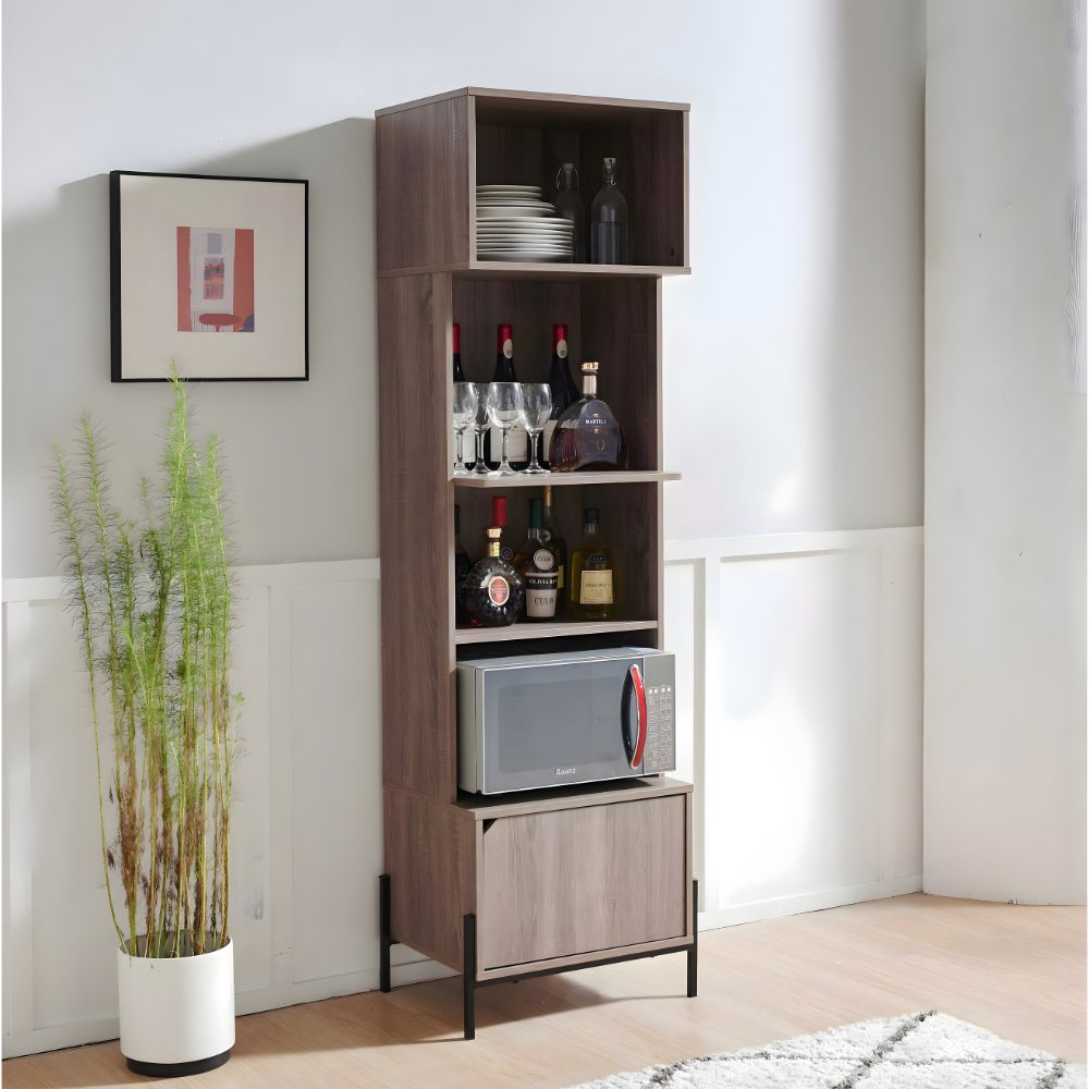 Baker's Cabinet  Four Shelves 71in Dark Taupe