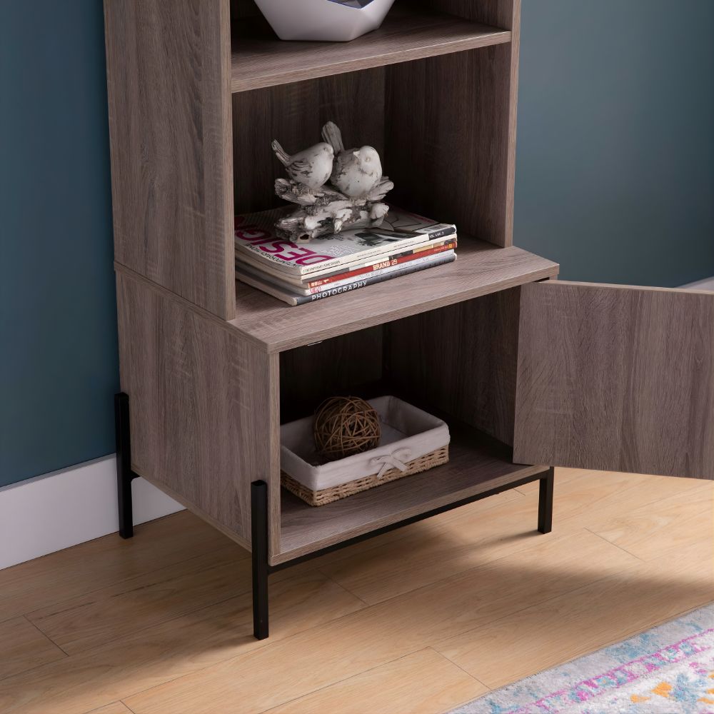 Baker's Cabinet  Four Shelves 71in Dark Taupe