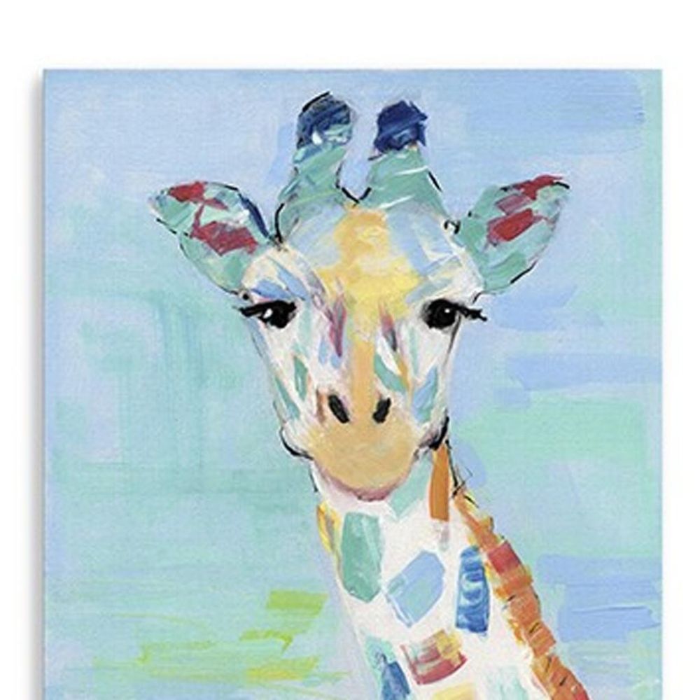 24" x 18" Pastel Patchwork Giraffe Canvas Wall Art
