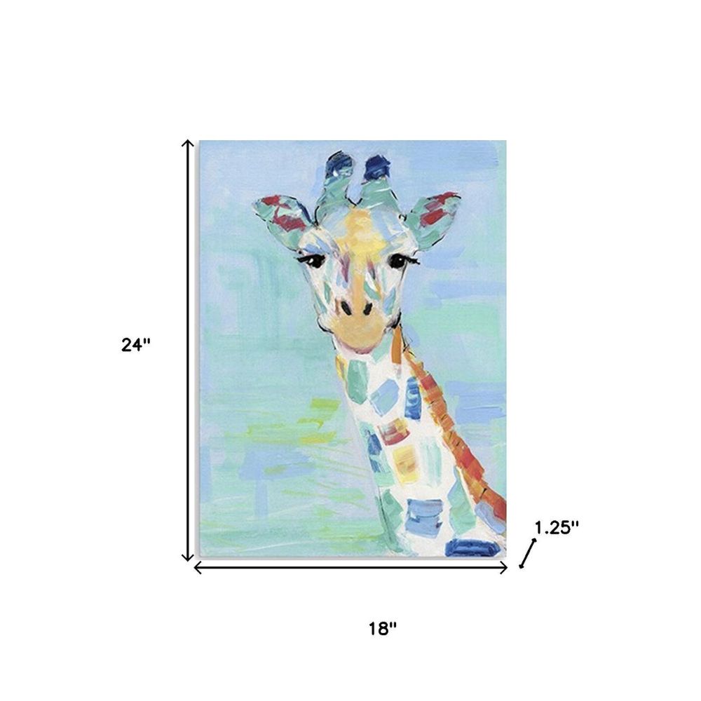 24" x 18" Pastel Patchwork Giraffe Canvas Wall Art