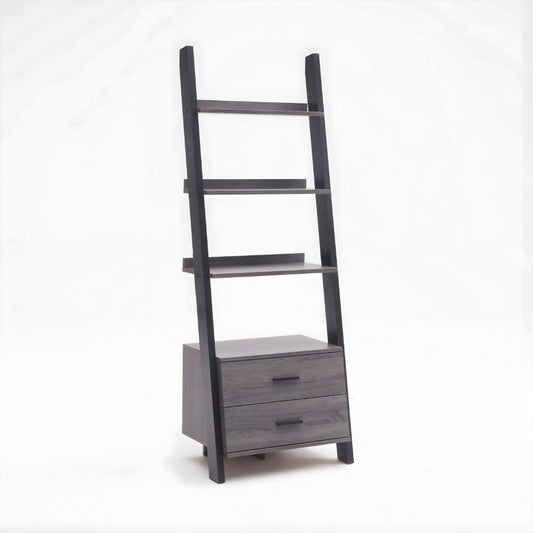 Ladder Book Case Distressed Grey and Black