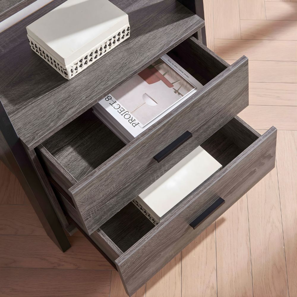 Ladder Book Case Distressed Grey and Black