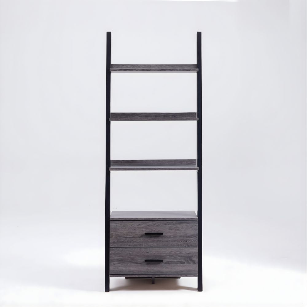 Ladder Book Case Distressed Grey and Black