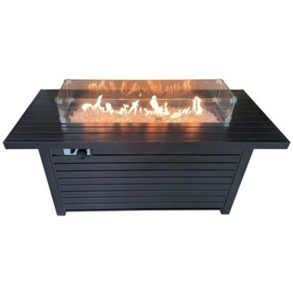 AZ Patio AFP-RT-BRZ Rectangle Hammered Bronze Fire Pit with Wind Screen