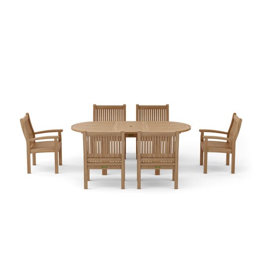 Anderson Teak Bahama Sahara 7-Pieces 78" Oval Dining Set Set-83