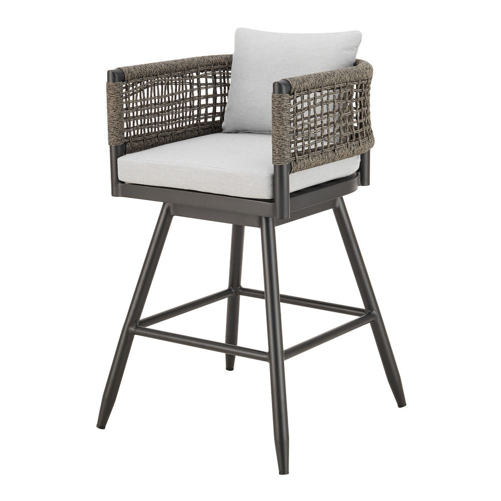 35_LightGrayMetalSwivelLowbackOutdoorCounterHeightBarchairwithFootrest-angledleft, goldstardining.com