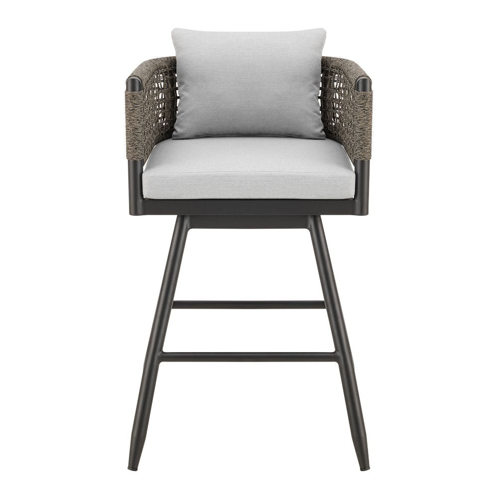 35_LightGrayMetalSwivelLowbackOutdoorCounterHeightBarchairwithFootrest-front,goldstardining.com