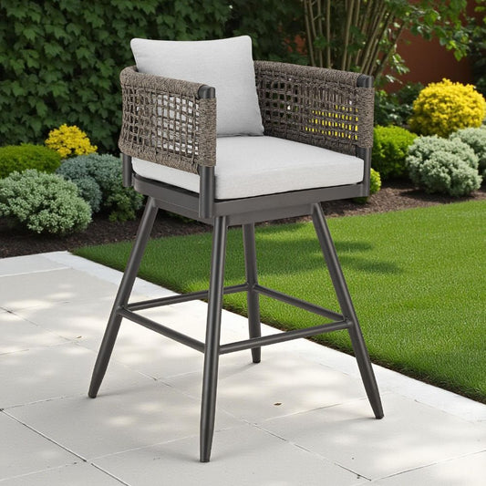35_LightGrayMetalSwivelLowbackOutdoorCounterHeightBarchairwithFootrest-lifestyle,goldstardining.com