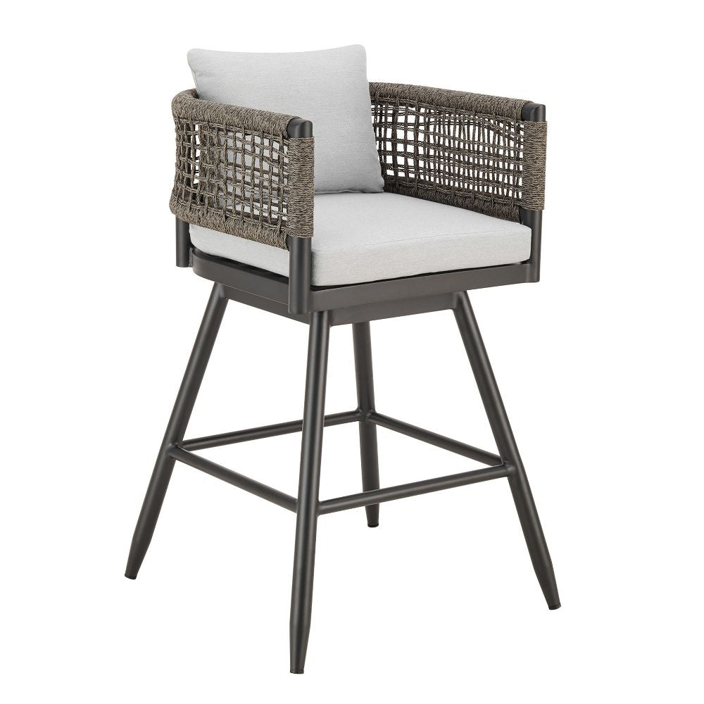 35_LightGrayMetalSwivelLowbackOutdoorCounterHeightBarchairwithFootrest, goldstardining.com