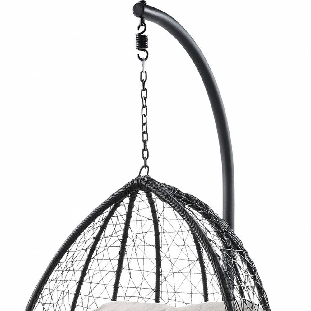 38" Metal Swing Chair With Detachable Cushion