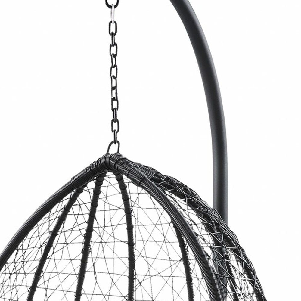 38" Metal Swing Chair With Detachable Cushion