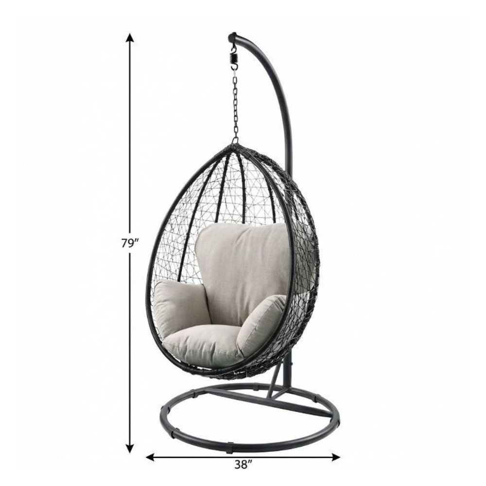 38" Metal Swing Chair With Detachable Cushion
