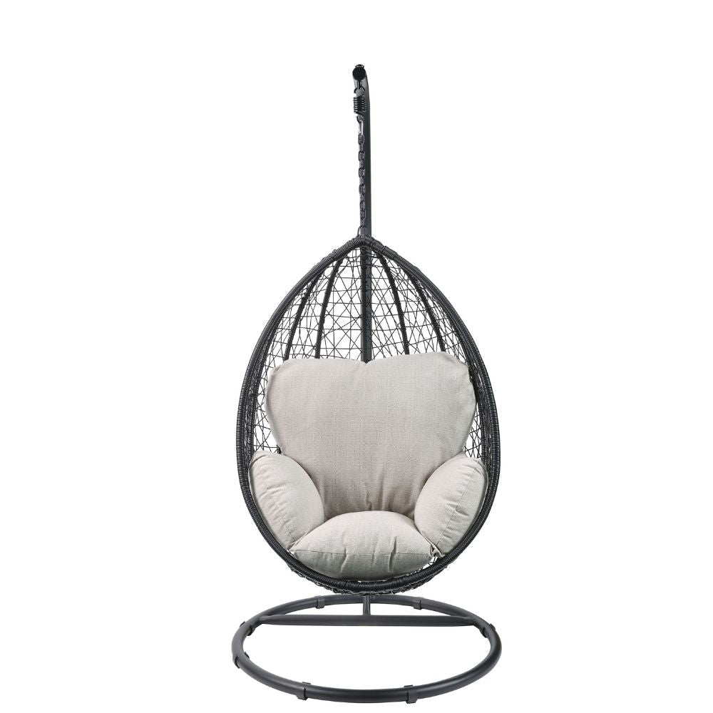38" Metal Swing Chair With Detachable Cushion
