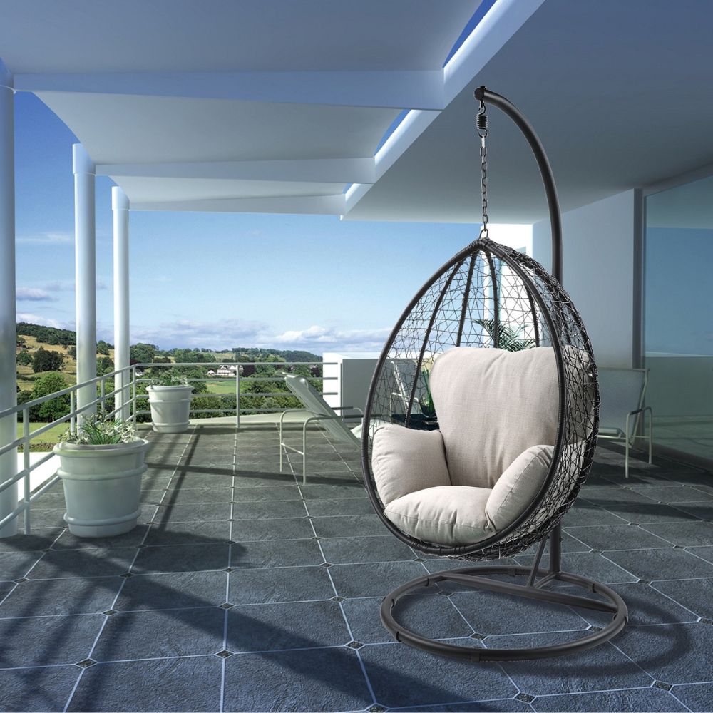 38" Metal Swing Chair With Detachable Cushion