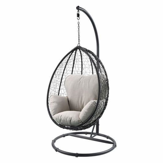 38" Metal Swing Chair With Detachable Cushion