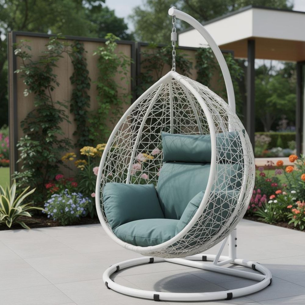 lifestyle 38" Metal Swing Chair With Detachable Cushion, goldstardining.com