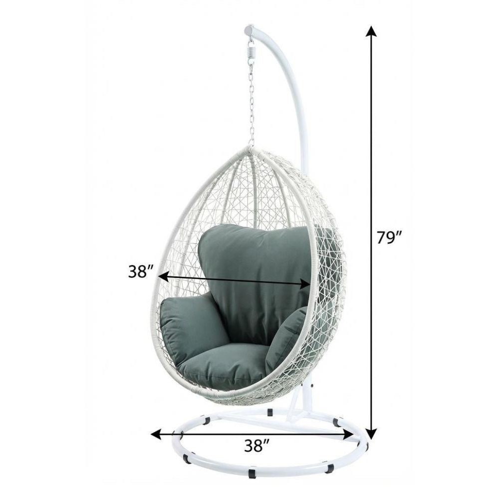 38" Metal Swing Chair With Detachable Cushion