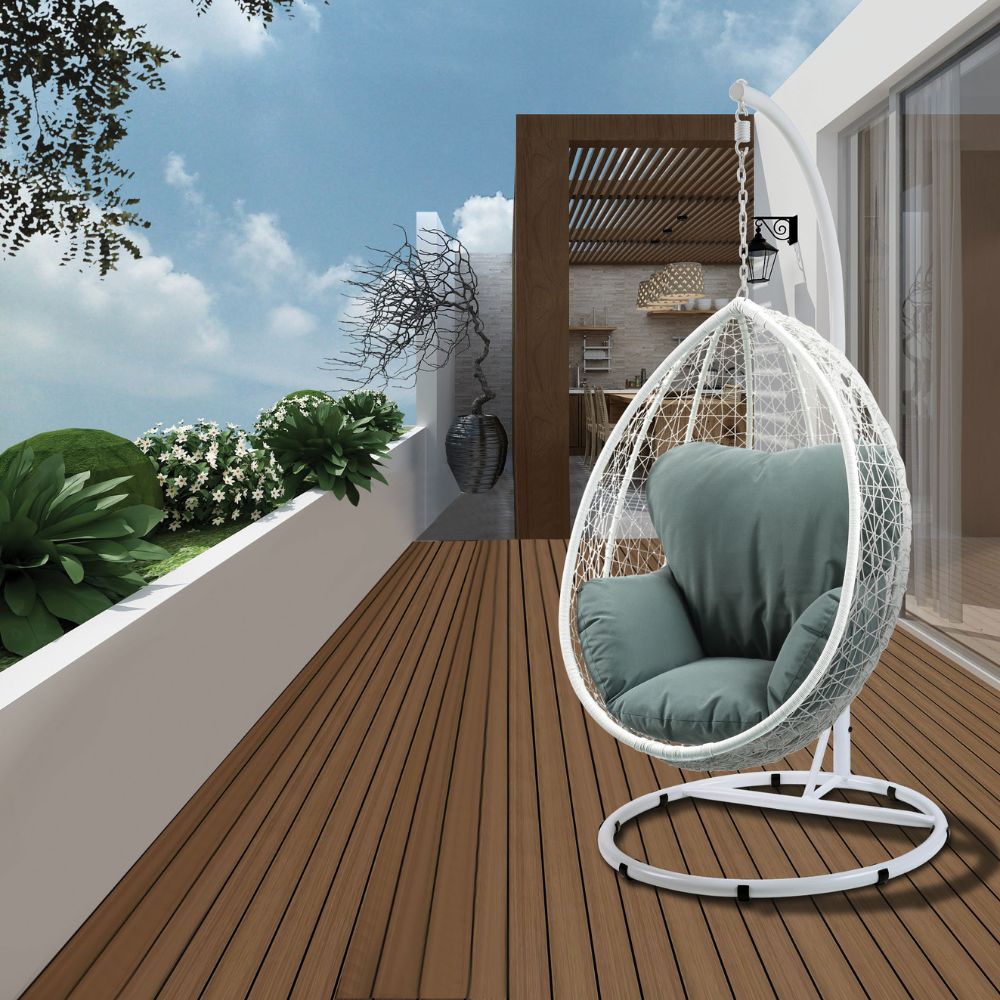 38" Metal Swing Chair With Detachable Cushion