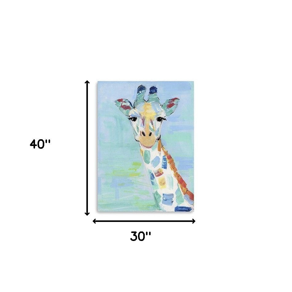 Pastel Patchwork Giraffe Canvas Wall Art  24"x18" or 40" x 30"